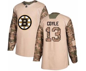 Men's Boston Bruins #13 Charlie Coyle Authentic Camo Veterans Day Practice Hockey Jersey