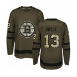 Men's Boston Bruins #13 Charlie Coyle Authentic Green Salute to Service Hockey Jersey