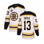 Men's Boston Bruins #13 Charlie Coyle Authentic White Away 2019 Stanley Cup Final Bound Hockey Jersey