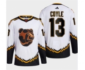 Men's Boston Bruins #13 Charlie Coyle White 2022-23 Reverse Retro Stitched Jersey