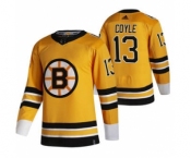 Men's Boston Bruins #13 Charlie Coyle Yellow 2020-21 Reverse Retro Alternate Hockey Jersey