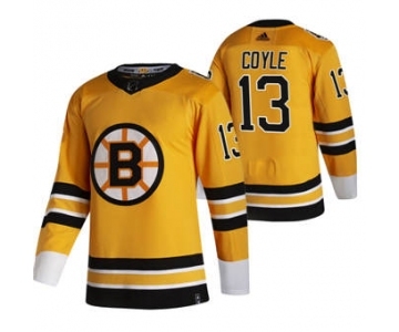 Men's Boston Bruins #13 Charlie Coyle Yellow 2020-21 Reverse Retro Alternate Hockey Jersey