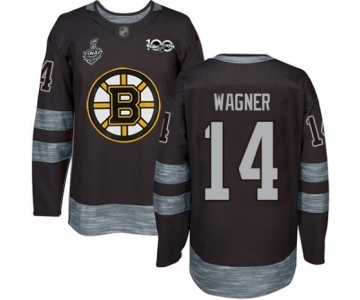 Men's Boston Bruins #14 Chris Wagner Authentic Black 1917-2017 100th Anniversary 2019 Stanley Cup Final Bound Hockey Jersey