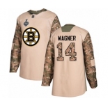 Men's Boston Bruins #14 Chris Wagner Authentic Camo Veterans Day Practice 2019 Stanley Cup Final Bound Hockey Jersey