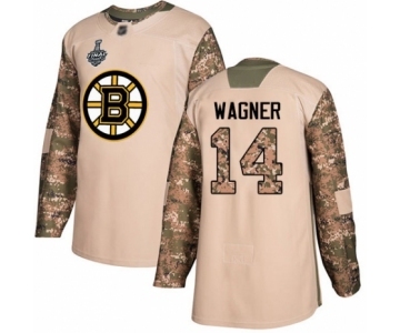 Men's Boston Bruins #14 Chris Wagner Authentic Camo Veterans Day Practice 2019 Stanley Cup Final Bound Hockey Jersey