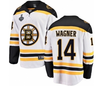 Men's Boston Bruins #14 Chris Wagner Authentic White Away Fanatics Branded Breakaway 2019 Stanley Cup Final Bound Hockey Jersey