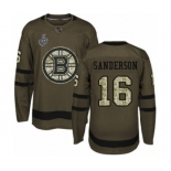 Men's Boston Bruins #16 Derek Sanderson Authentic Green Salute to Service 2019 Stanley Cup Final Bound Hockey Jersey