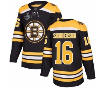 Men's Boston Bruins #16 Derek Sanderson Premier Black Home 2019 Stanley Cup Final Bound Hockey Jersey