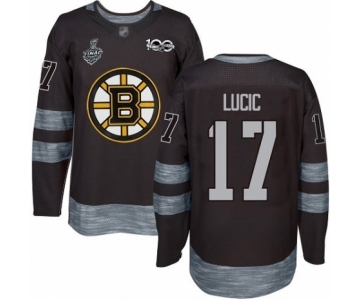 Men's Boston Bruins #17 Milan Lucic Authentic Black 1917-2017 100th Anniversary 2019 Stanley Cup Final Bound Hockey Jersey