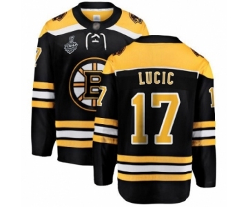 Men's Boston Bruins #17 Milan Lucic Authentic Black Home Fanatics Branded Breakaway 2019 Stanley Cup Final Bound Hockey Jersey