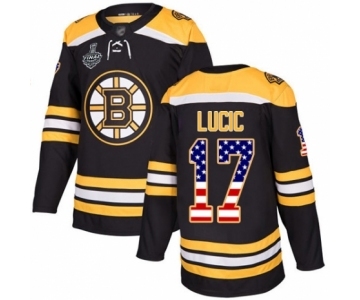 Men's Boston Bruins #17 Milan Lucic Authentic Black USA Flag Fashion 2019 Stanley Cup Final Bound Hockey Jersey