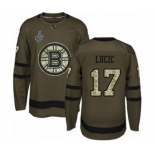 Men's Boston Bruins #17 Milan Lucic Authentic Green Salute to Service 2019 Stanley Cup Final Bound Hockey Jersey