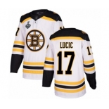 Men's Boston Bruins #17 Milan Lucic Authentic White Away 2019 Stanley Cup Final Bound Hockey Jersey