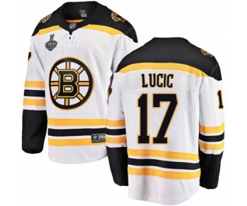 Men's Boston Bruins #17 Milan Lucic Authentic White Away Fanatics Branded Breakaway 2019 Stanley Cup Final Bound Hockey Jersey