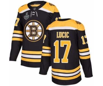 Men's Boston Bruins #17 Milan Lucic Premier Black Home 2019 Stanley Cup Final Bound Hockey Jersey