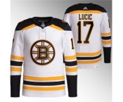 Men's Boston Bruins #17 Milan Lucic White Stitched Jersey