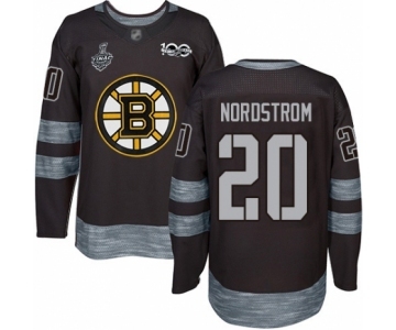 Men's Boston Bruins #20 Joakim Nordstrom Authentic Black 1917-2017 100th Anniversary 2019 Stanley Cup Final Bound Hockey Jersey