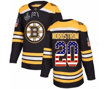 Men's Boston Bruins #20 Joakim Nordstrom Authentic Black USA Flag Fashion 2019 Stanley Cup Final Bound Hockey Jersey