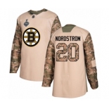 Men's Boston Bruins #20 Joakim Nordstrom Authentic Camo Veterans Day Practice 2019 Stanley Cup Final Bound Hockey Jersey