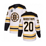 Men's Boston Bruins #20 Joakim Nordstrom Authentic White Away 2019 Stanley Cup Final Bound Hockey Jersey