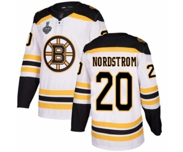 Men's Boston Bruins #20 Joakim Nordstrom Authentic White Away 2019 Stanley Cup Final Bound Hockey Jersey