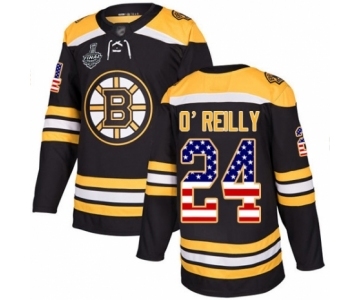 Men's Boston Bruins #24 Terry O'Reilly Authentic Black USA Flag Fashion 2019 Stanley Cup Final Bound Hockey Jersey