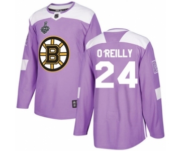 Men's Boston Bruins #24 Terry O'Reilly Authentic Purple Fights Cancer Practice 2019 Stanley Cup Final Bound Hockey Jersey