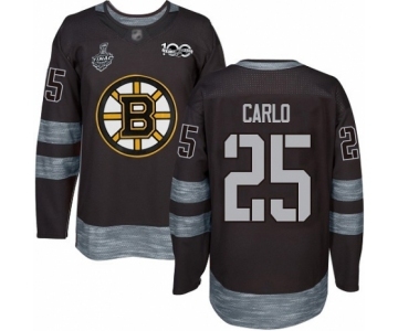 Men's Boston Bruins #25 Brandon Carlo Authentic Black 1917-2017 100th Anniversary 2019 Stanley Cup Final Bound Hockey Jersey