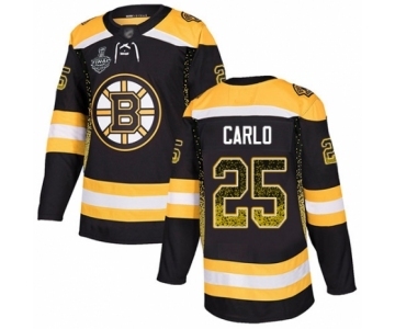 Men's Boston Bruins #25 Brandon Carlo Authentic Black Drift Fashion 2019 Stanley Cup Final Bound Hockey Jersey