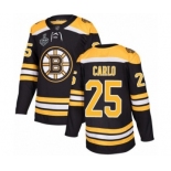 Men's Boston Bruins #25 Brandon Carlo Authentic Black Home 2019 Stanley Cup Final Bound Hockey Jersey