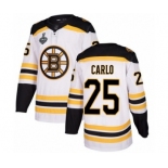 Men's Boston Bruins #25 Brandon Carlo Authentic White Away 2019 Stanley Cup Final Bound Hockey Jersey