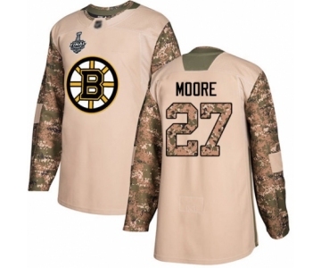 Men's Boston Bruins #27 John Moore Authentic Camo Veterans Day Practice 2019 Stanley Cup Final Bound Hockey Jersey