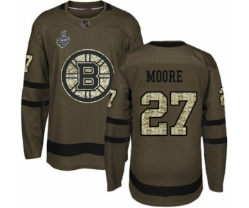 Men's Boston Bruins #27 John Moore Authentic Green Salute to Service 2019 Stanley Cup Final Bound Hockey Jersey