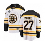 Men's Boston Bruins #27 John Moore Authentic White Away Fanatics Branded Breakaway 2019 Stanley Cup Final Bound Hockey Jersey