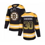 Men's Boston Bruins #30 Gerry Cheevers Authentic Black Drift Fashion 2019 Stanley Cup Final Bound Hockey Jersey