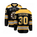 Men's Boston Bruins #30 Gerry Cheevers Authentic Black Home Fanatics Branded Breakaway 2019 Stanley Cup Final Bound Hockey Jersey