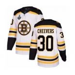 Men's Boston Bruins #30 Gerry Cheevers Authentic White Away 2019 Stanley Cup Final Bound Hockey Jersey