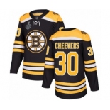 Men's Boston Bruins #30 Gerry Cheevers Premier Black Home 2019 Stanley Cup Final Bound Hockey Jersey