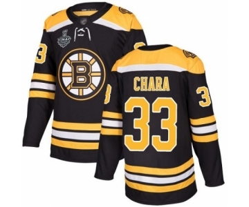 Men's Boston Bruins #33 Zdeno Chara Authentic Black Home 2019 Stanley Cup Final Bound Hockey Jersey