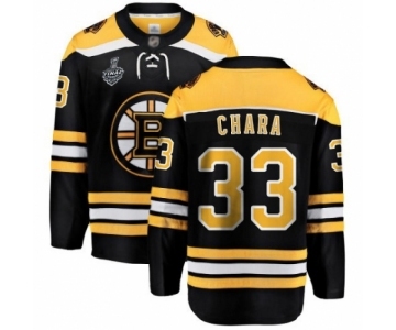 Men's Boston Bruins #33 Zdeno Chara Authentic Black Home Fanatics Branded Breakaway 2019 Stanley Cup Final Bound Hockey Jersey