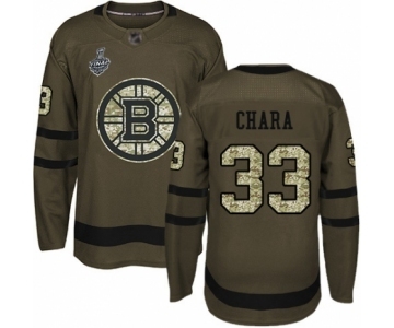 Men's Boston Bruins #33 Zdeno Chara Authentic Green Salute to Service 2019 Stanley Cup Final Bound Hockey Jersey