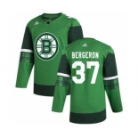 Men's Boston Bruins #37 Patrice Bergeron 2020 St. Patrick's Day Stitched Hockey Jersey Green