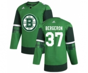 Men's Boston Bruins #37 Patrice Bergeron 2020 St. Patrick's Day Stitched Hockey Jersey Green