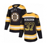 Men's Boston Bruins #37 Patrice Bergeron Authentic Black Drift Fashion 2019 Stanley Cup Final Bound Hockey Jersey