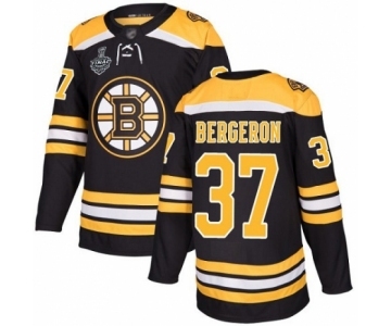 Men's Boston Bruins #37 Patrice Bergeron Authentic Black Home 2019 Stanley Cup Final Bound Hockey Jersey