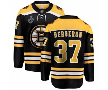 Men's Boston Bruins #37 Patrice Bergeron Authentic Black Home Fanatics Branded Breakaway 2019 Stanley Cup Final Bound Hockey Jersey