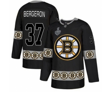 Men's Boston Bruins #37 Patrice Bergeron Authentic Black Team Logo Fashion 2019 Stanley Cup Final Bound Hockey Jersey