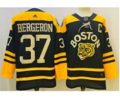 Men's Boston Bruins #37 Patrice Bergeron Black Classic Primegreen Stitched Jersey