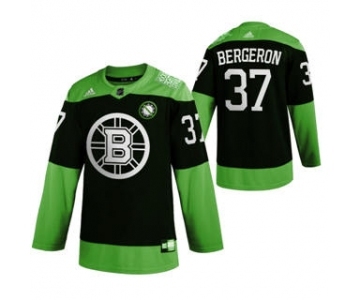 Men's Boston Bruins #37 Patrice Bergeron Green Hockey Fight nCoV Limited Hockey Jersey