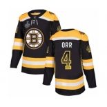 Men's Boston Bruins #4 Bobby Orr Authentic Black Drift Fashion 2019 Stanley Cup Final Bound Hockey Jersey